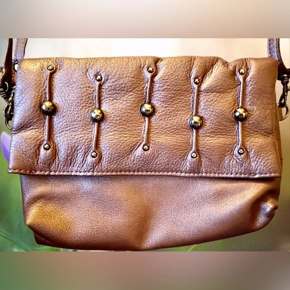 S.E.F. New York Bronze Metallic Leather Crossbody/Wristlet NWOT
